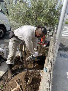 播磨町駐輪場と花壇工事