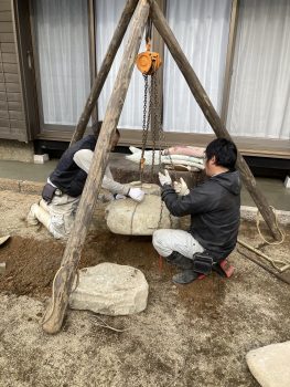 【稲美町】石工事の様子です【造園・外構工事②】